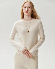 100% Cashmere Rolled-Edge Crew Neck Sweater