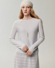 100% Cashmere Rolled-Edge Crew Neck Sweater