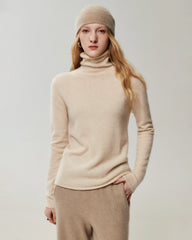 100% Cashmere Rolled-Edge Relaxed Turtleneck Sweater