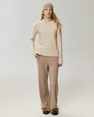 100% Cashmere Rolled-Edge Relaxed Turtleneck Sweater