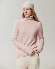 100% Cashmere Rolled-Edge Relaxed Turtleneck Sweater