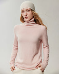 100% Cashmere Rolled-Edge Relaxed Turtleneck Sweater