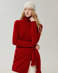100% Cashmere Rolled-Edge Relaxed Turtleneck Sweater