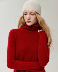 100% Cashmere Rolled-Edge Relaxed Turtleneck Sweater