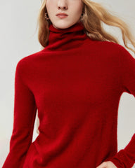 100% Cashmere Rolled-Edge Relaxed Turtleneck Sweater