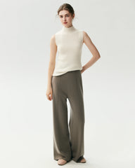 100% Cashmere Sleeveless Mock Neck Ribbed Top