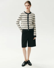 100% Cashmere Striped Cardigan