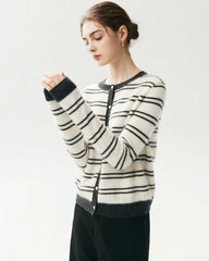 100% Cashmere Striped Cardigan
