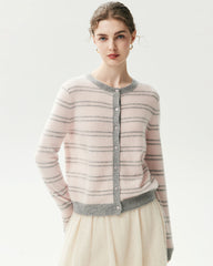 100% Cashmere Striped Cardigan