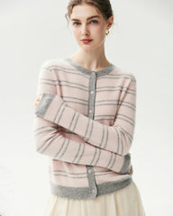 100% Cashmere Striped Cardigan