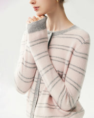 100% Cashmere Striped Cardigan