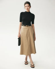 100% Merino Wool Mock Neck Short Sleeve Top