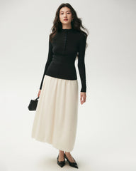 100% Merino Wool Ribbed Mock Neck Top