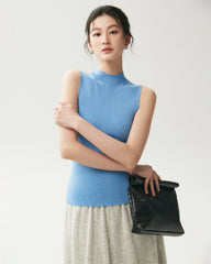 100% Merino Wool Sleeveless Mock Neck Top