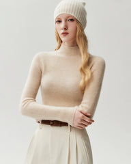 100% Pure Cashmere High Neck Fitted Pullover