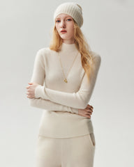 100% Pure Cashmere High Neck Fitted Pullover