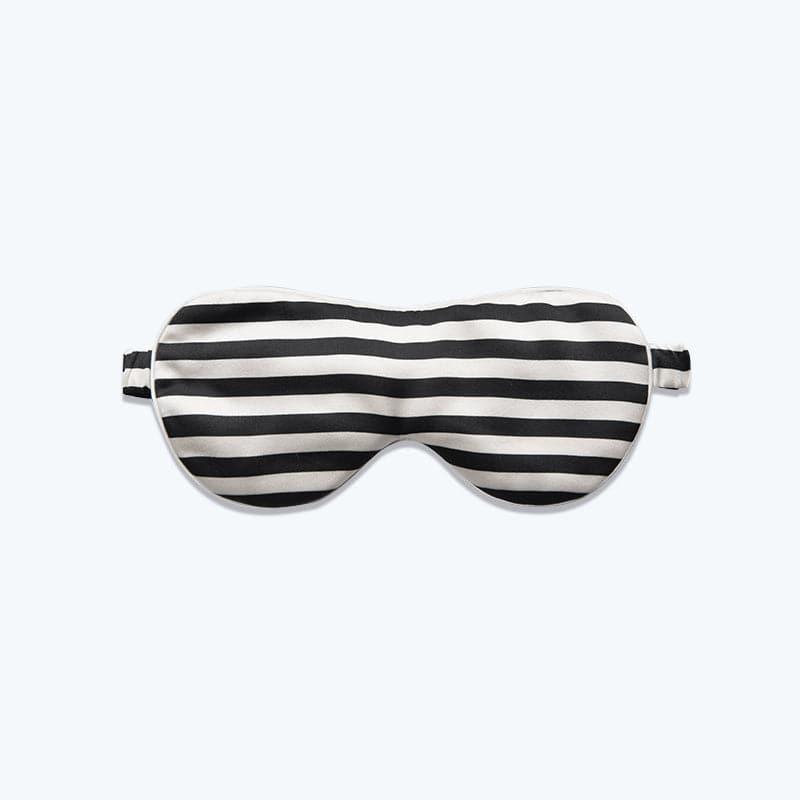 100% Pure Silk Eye Mask Stripe Pattern Black