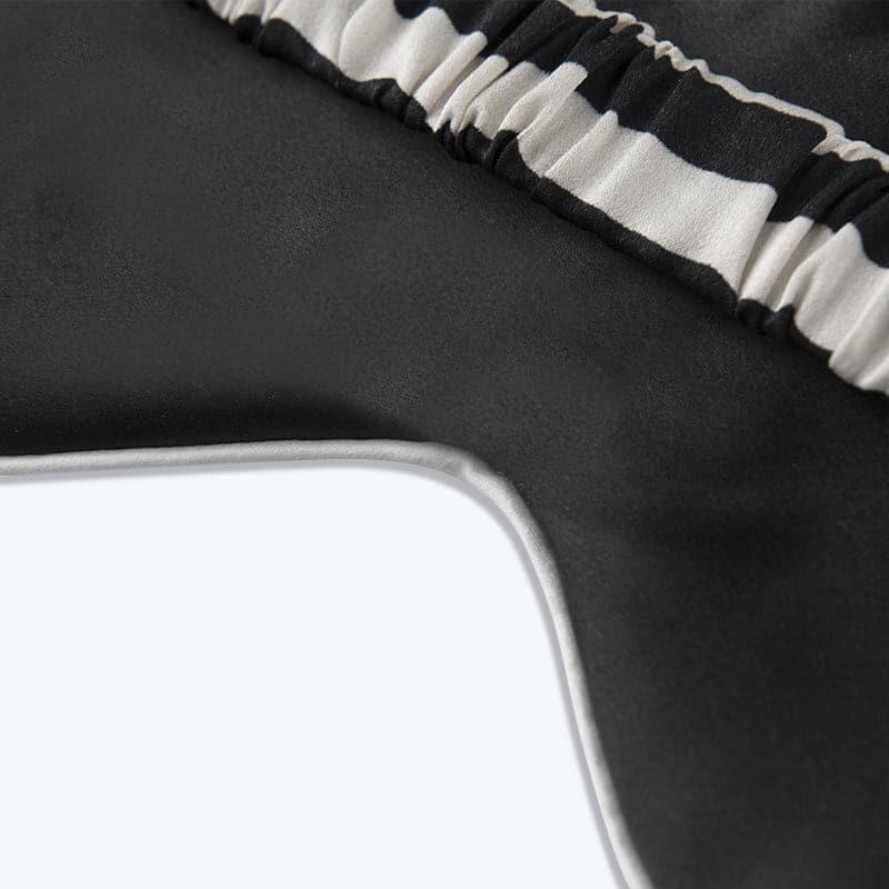 100% Pure Silk Eye Mask Stripe Pattern Black