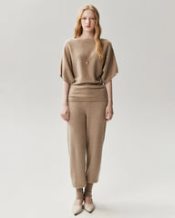 100% Cashmere Batwing Sleeve Boatneck Knit Top