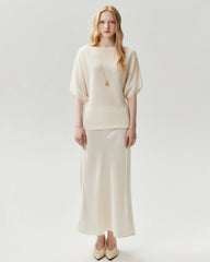 100% Cashmere Batwing Sleeve Boatneck Knit Top