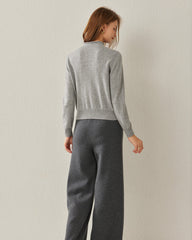 100% Cashmere Mock Neck Sweater For Women Grey