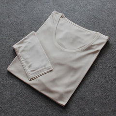100% Mulberry Silk Long Thermal Underwear Set for Women Beige