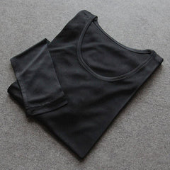 100% Mulberry Silk Long Thermal Underwear Set for Women Black