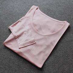 100% Mulberry Silk Long Thermal Underwear Set for Women Dark Pink