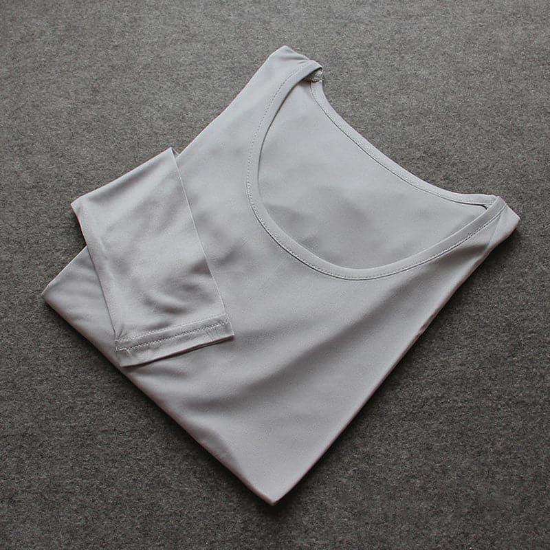 100% Mulberry Silk Long Thermal Underwear Set for Women Grey