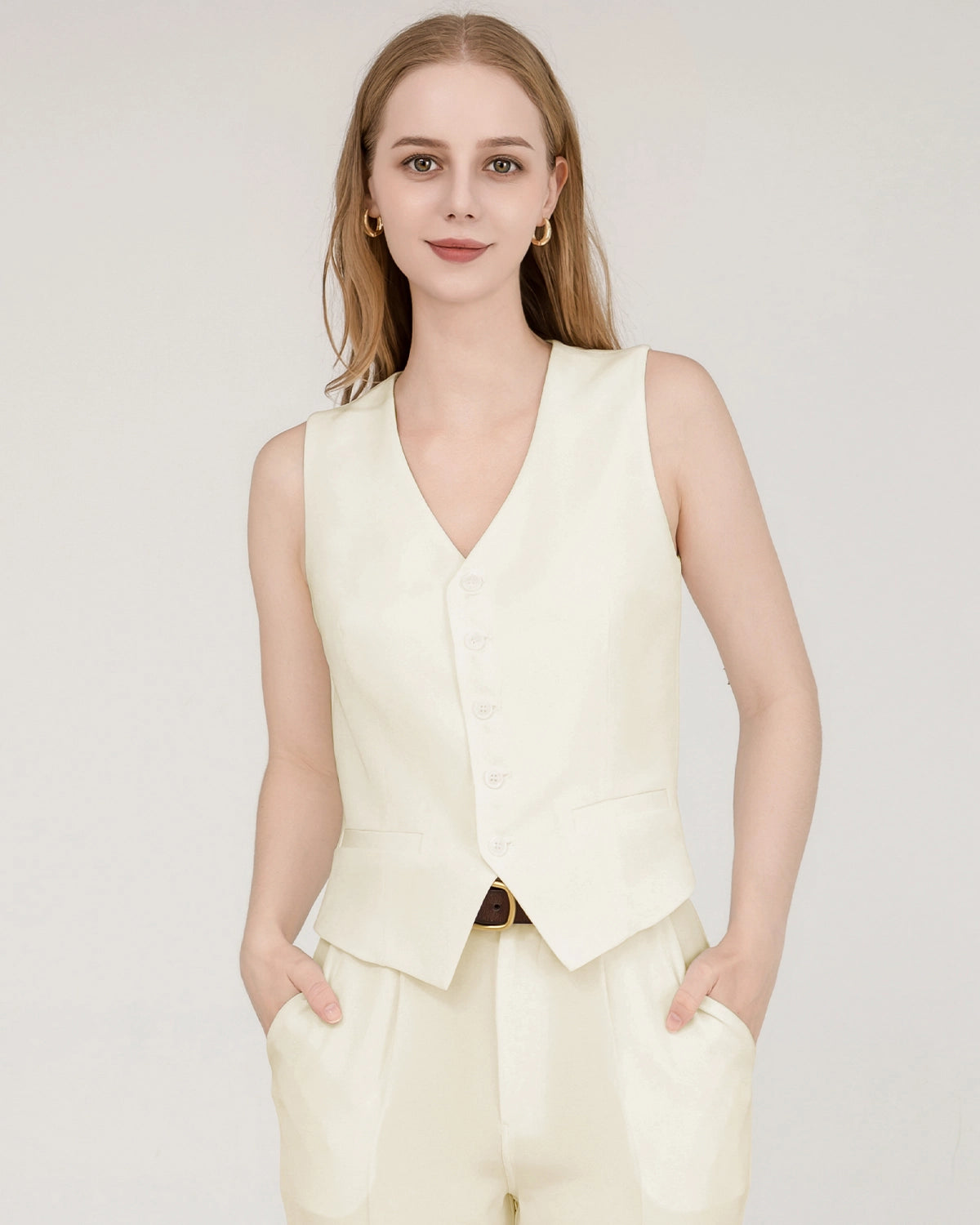 40 Momme Regular Fitted Silk Vest Cream