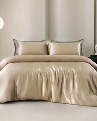 19 Momme 4PCS Silk Duvet Cover and Flat Sheet Set Champagne