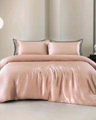 19 Momme 4PCS Silk Duvet Cover and Flat Sheet Set Pink