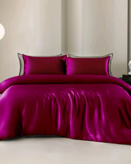 19 Momme 4PCS Silk Duvet Cover and Flat Sheet Set Purple