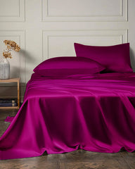 19 Momme 4PCS Silk Flat Sheet and Fitted Sheet Set Purple