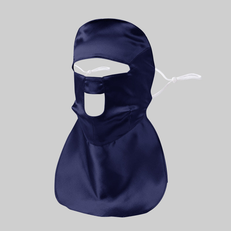 19 Momme Double Face Neck Protection UV Sunscreen Mask Navy