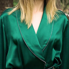19 Momme Full Length Silk Robe Dark Green