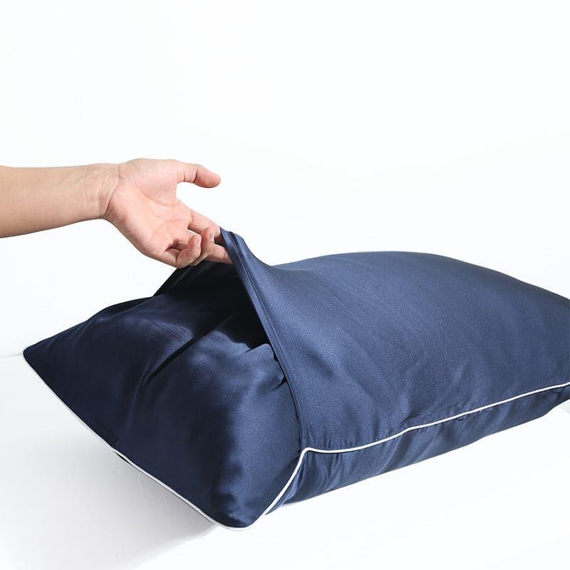 19 Momme Pure Silk Piping Pillowcase Navy