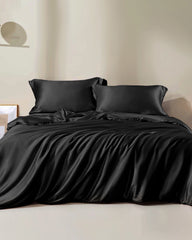 19 Momme Seamless Silk Duvet Cover Black
