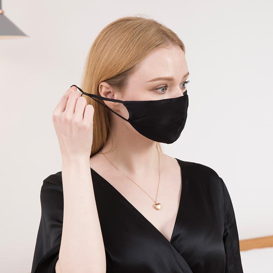 19 Momme Silk Adjustable Design Face Mask Black