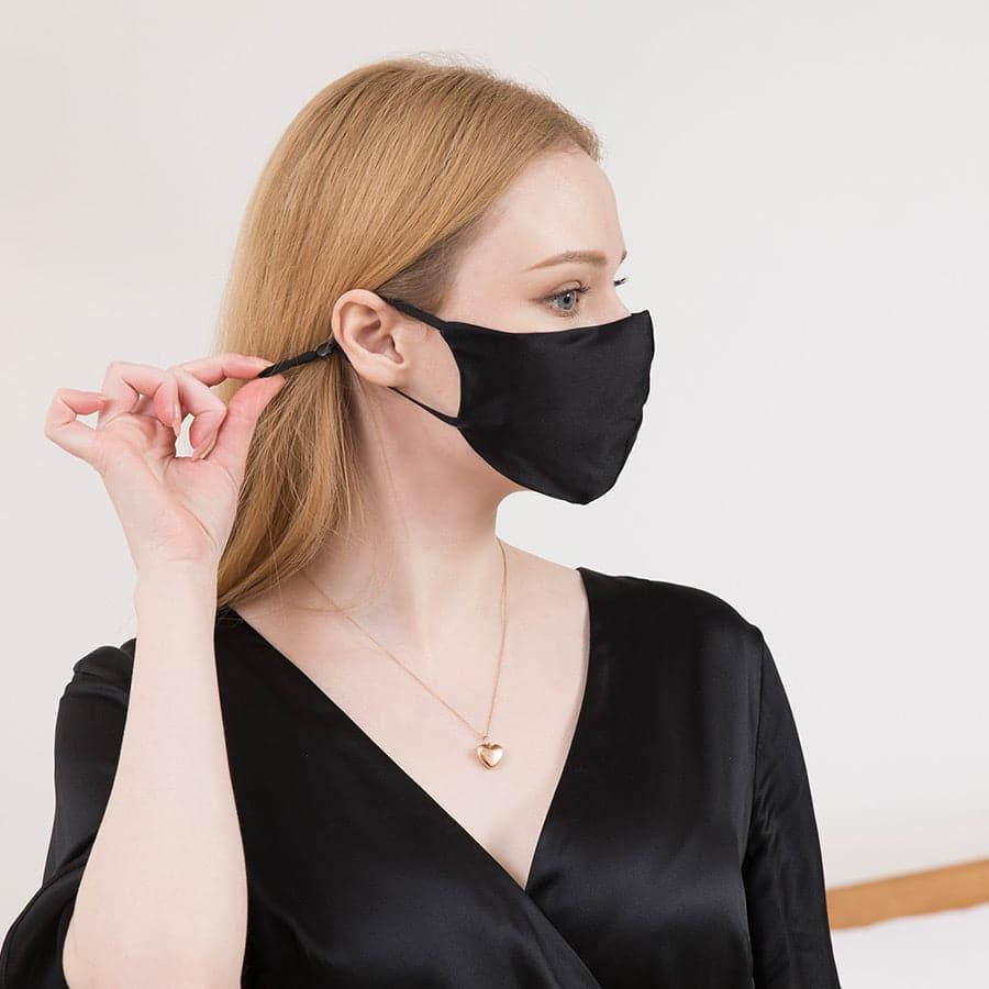 19 Momme Silk Adjustable Design Face Mask Black