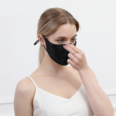 19 Momme Silk Adjustable Design Face Mask Black