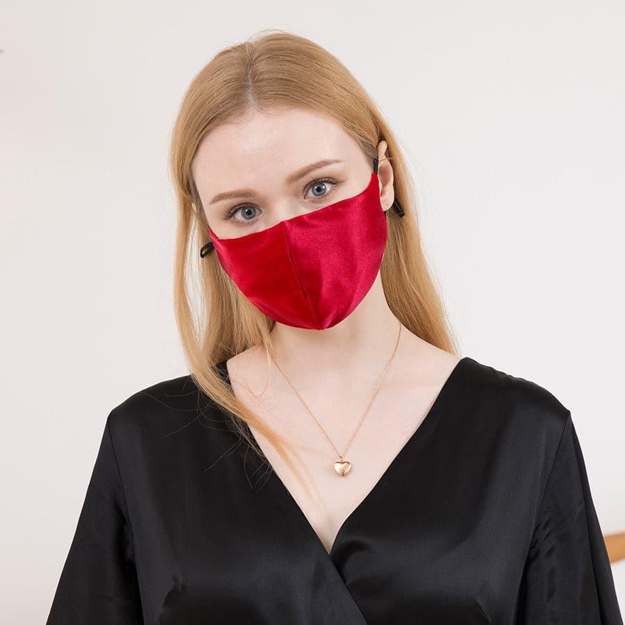 19 Momme Silk Adjustable Design Face Mask Burgundy