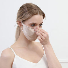 19 Momme Silk Adjustable Design Face Mask Champagne