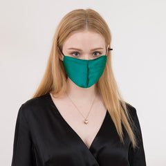 19 Momme Silk Adjustable Design Face Mask Dark Green