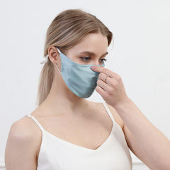 19 Momme Silk Adjustable Design Face Mask Haze Blue
