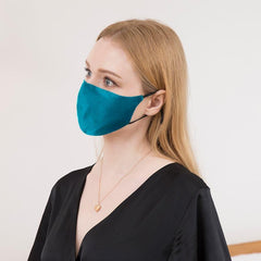 19 Momme Silk Adjustable Design Face Mask Peacock Blue