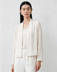 19 Momme Silk Open Front Long Sleeve Cardigan