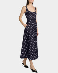 19 Momme Silk Polka Dot A Line Midi Dress