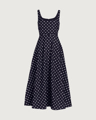 19 Momme Silk Polka Dot A Line Midi Dress