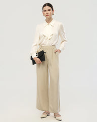 19 Momme Silk Ruffle Collar Long Sleeve Blouse